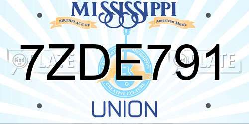 7ZDE791 Mississippi License Plate