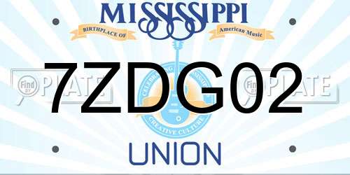 7ZDG02 Mississippi License Plate