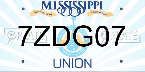 7ZDG07 Mississippi License Plate