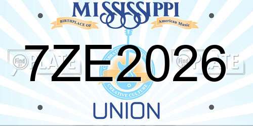 7ZE2026 Mississippi License Plate