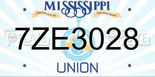 7ZE3028 Mississippi License Plate