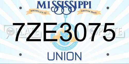 7ZE3075 Mississippi License Plate