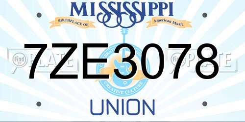 7ZE3078 Mississippi License Plate