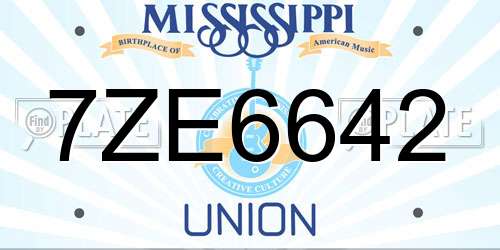 7ZE6642 Mississippi License Plate