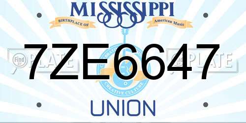 7ZE6647 Mississippi License Plate