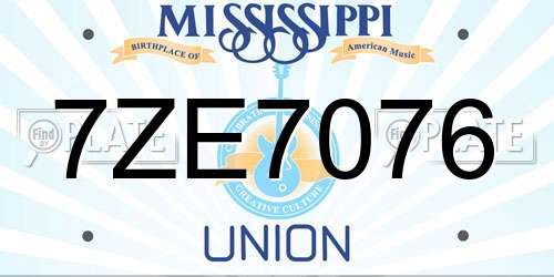 7ZE7076 Mississippi License Plate