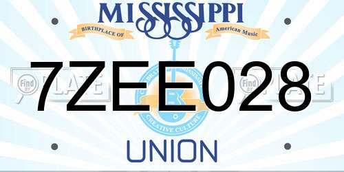 7ZEE028 Mississippi License Plate