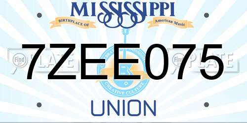 7ZEE075 Mississippi License Plate