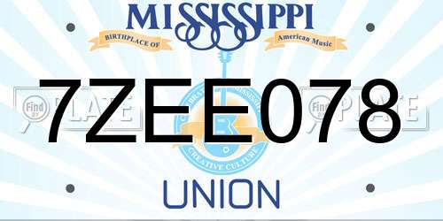 7ZEE078 Mississippi License Plate