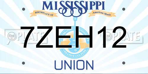 7ZEH12 Mississippi License Plate