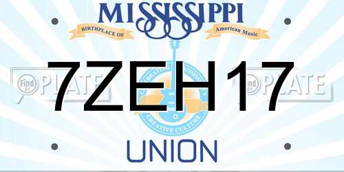 7ZEH17 Mississippi License Plate