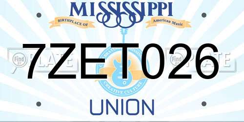 7ZET026 Mississippi License Plate