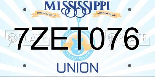 7ZET076 Mississippi License Plate