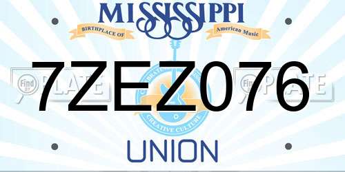 7ZEZ076 Mississippi License Plate