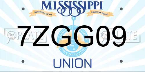 7ZGG09 Mississippi License Plate