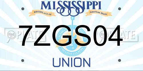7ZGS04 Mississippi License Plate