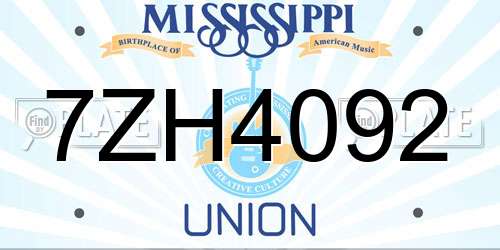 7ZH4092 Mississippi License Plate