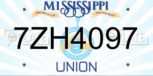 7ZH4097 Mississippi License Plate