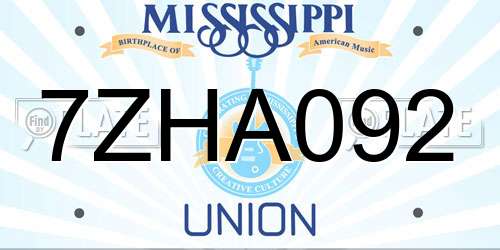 7ZHA092 Mississippi License Plate