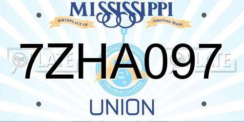 7ZHA097 Mississippi License Plate