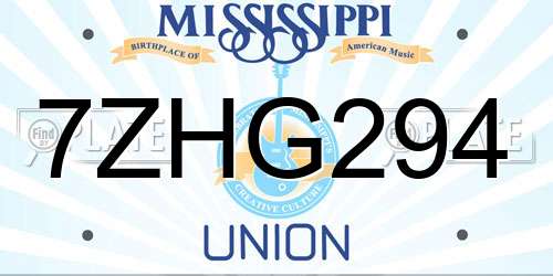 7ZHG294 Mississippi License Plate
