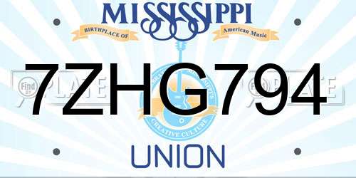 7ZHG794 Mississippi License Plate