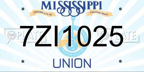 7ZI1025 Mississippi License Plate