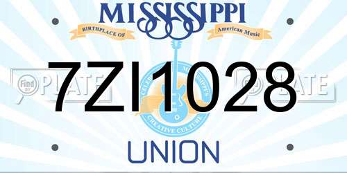 7ZI1028 Mississippi License Plate