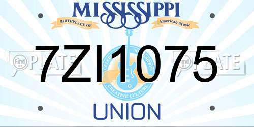 7ZI1075 Mississippi License Plate