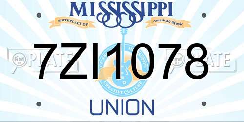 7ZI1078 Mississippi License Plate