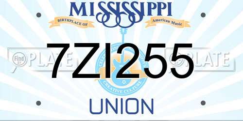 7ZI255 Mississippi License Plate