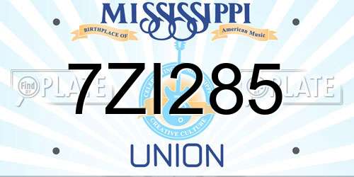7ZI285 Mississippi License Plate