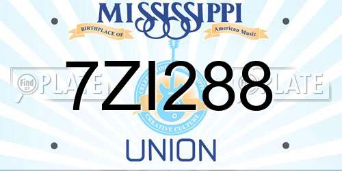 7ZI288 Mississippi License Plate