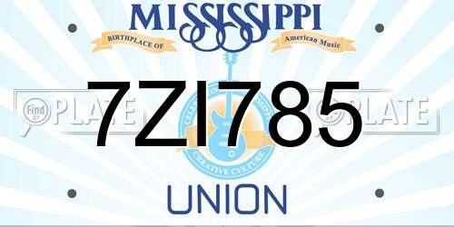 7ZI785 Mississippi License Plate