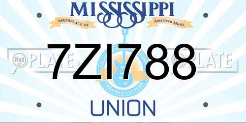 7ZI788 Mississippi License Plate