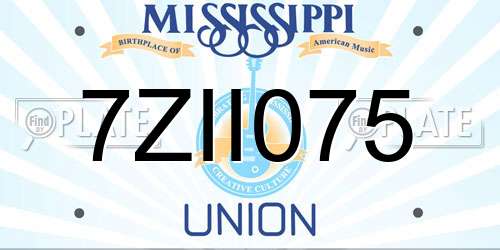 7ZII075 Mississippi License Plate