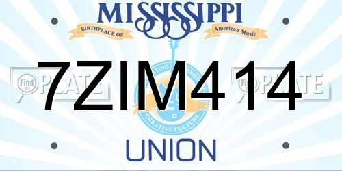 7ZIM414 Mississippi License Plate
