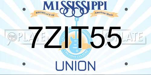 7ZIT55 Mississippi License Plate