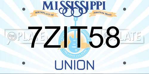 7ZIT58 Mississippi License Plate