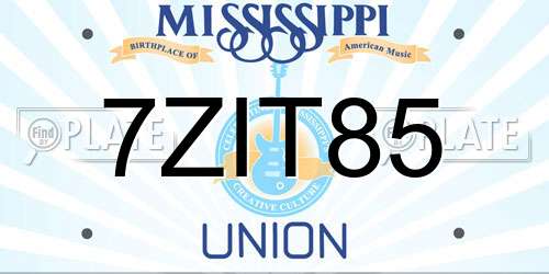 7ZIT85 Mississippi License Plate