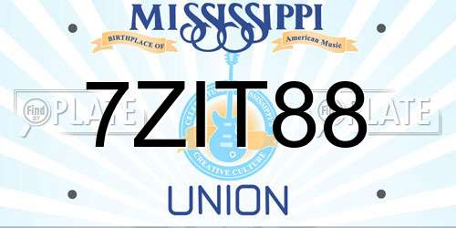7ZIT88 Mississippi License Plate