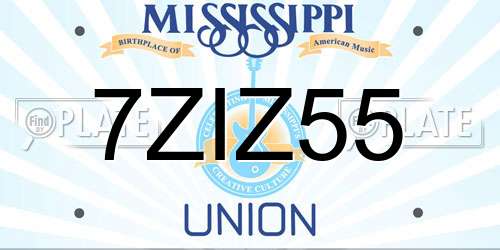 7ZIZ55 Mississippi License Plate