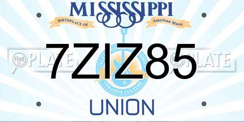 7ZIZ85 Mississippi License Plate