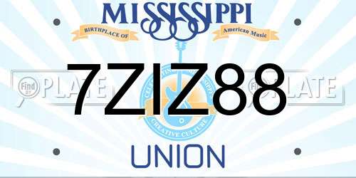 7ZIZ88 Mississippi License Plate