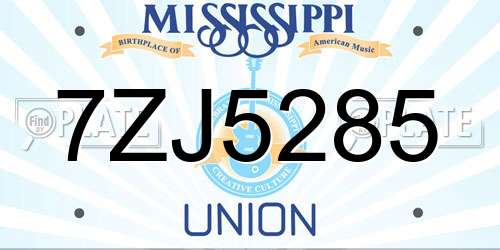 7ZJ5285 Mississippi License Plate