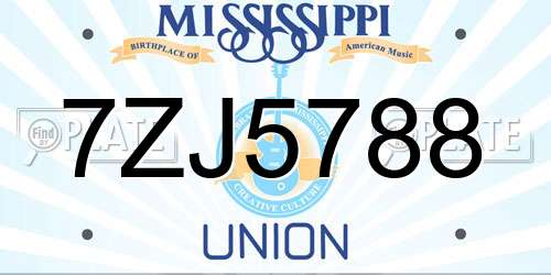 7ZJ5788 Mississippi License Plate