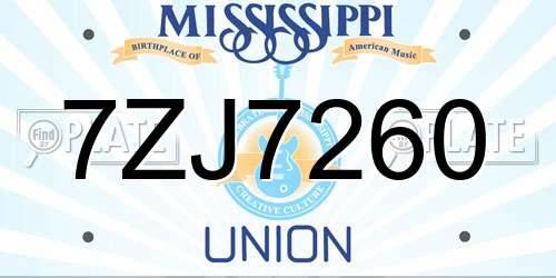 7ZJ7260 Mississippi License Plate