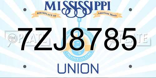 7ZJ8785 Mississippi License Plate