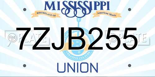 7ZJB255 Mississippi License Plate