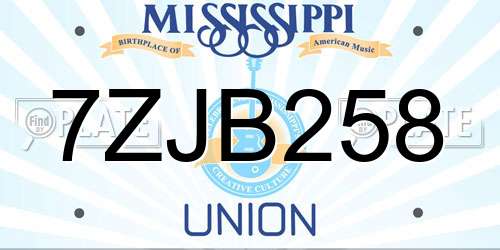7ZJB258 Mississippi License Plate